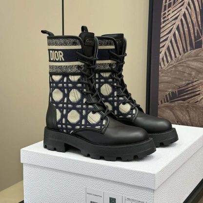 Dior Women D-Major Ankle Boot Black Calfskin with Deep Blue - 图片 3