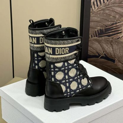 Dior Women D-Major Ankle Boot Black Calfskin with Deep Blue - 图片 4
