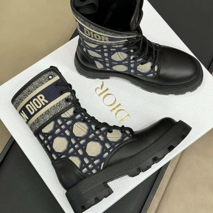 Dior Women D-Major Ankle Boot Black Calfskin with Deep Blue - 图片 6