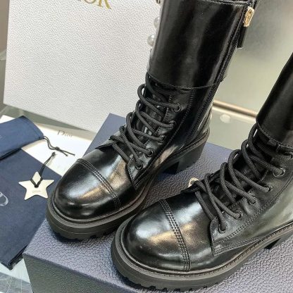 Dior Women D-Strike Ankle Boot Black Matte Calfskin and White Resin Pearls - 图片 8