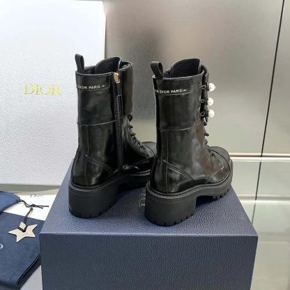 Dior Women D-Strike Ankle Boot Black Matte Calfskin and White Resin Pearls - 图片 7