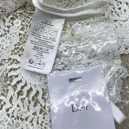 Dior Women Dioriviera Cropped Short-Sleeved Top Ecru Toile de Jouy Soleil Technical Cotton Lace - 图片 6