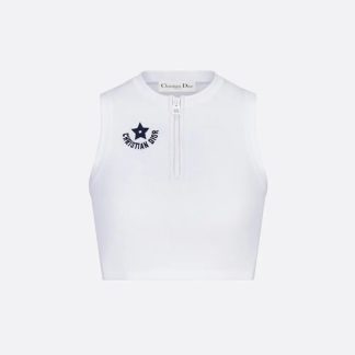 Dior Women Dioriviera Cropped Tank Top with White Technical Knit