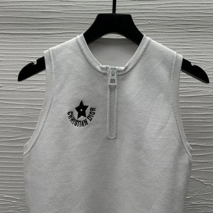 Dior Women Dioriviera Cropped Tank Top with White Technical Knit - 图片 4