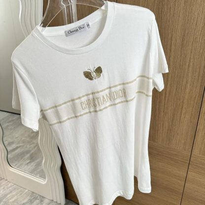 Dior Women Embroidered T-Shirt in White Cotton Jersey - 图片 4