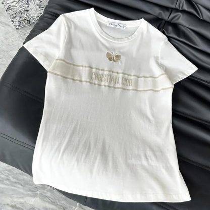 Dior Women Embroidered T-Shirt in White Cotton Jersey - 图片 5