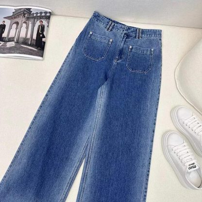Dior Women Flared Jeans Blue Stonewashed Cotton Denim with Dior Oblique Interior - 图片 4