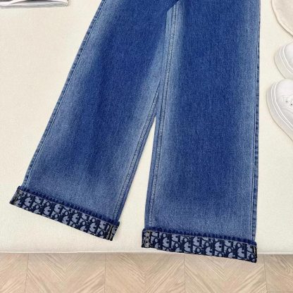 Dior Women Flared Jeans Blue Stonewashed Cotton Denim with Dior Oblique Interior - 图片 6
