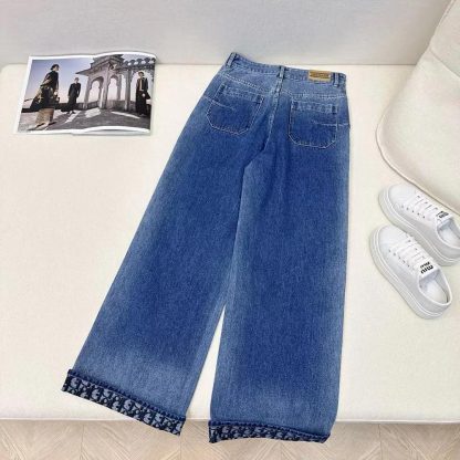 Dior Women Flared Jeans Blue Stonewashed Cotton Denim with Dior Oblique Interior - 图片 3