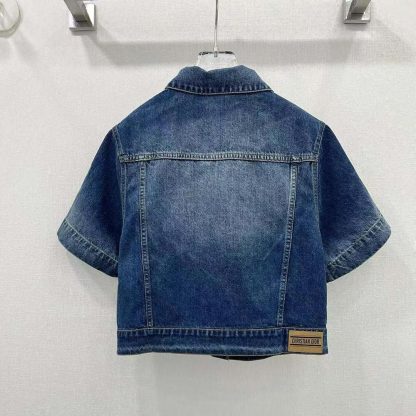 Dior Women Jacket Blue Stonewashed Cotton Denim with Dior Oblique Interior - 图片 2