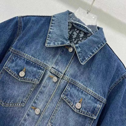 Dior Women Jacket Blue Stonewashed Cotton Denim with Dior Oblique Interior - 图片 4