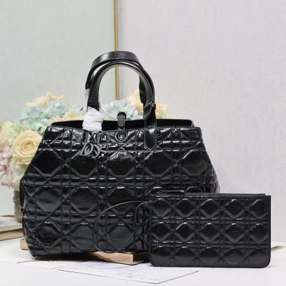 Dior Women Large Dior Toujours Bag Black Macrocannage Crinkled Calfskin - 图片 2