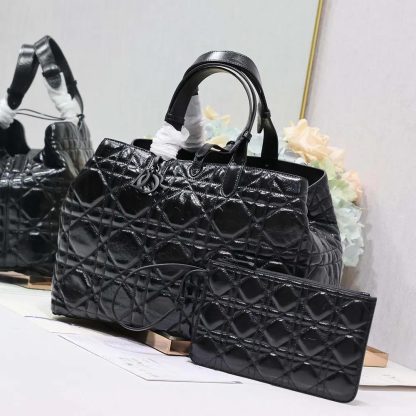 Dior Women Large Dior Toujours Bag Black Macrocannage Crinkled Calfskin - 图片 3