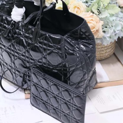 Dior Women Large Dior Toujours Bag Black Macrocannage Crinkled Calfskin - 图片 8