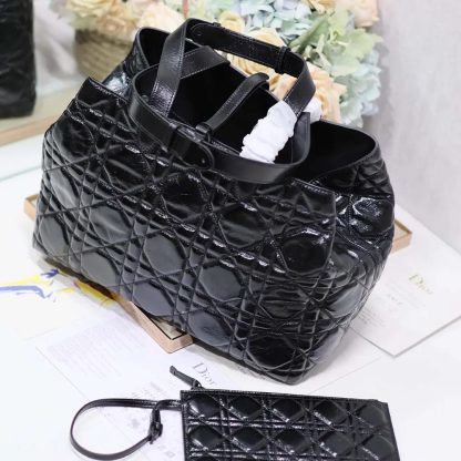 Dior Women Large Dior Toujours Bag Black Macrocannage Crinkled Calfskin - 图片 4