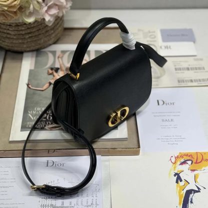 Dior Women Medium 30 Montaigne Avenue Top Handle Bag Black Ribbed Calfskin - 图片 5