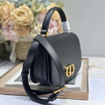 Dior Women Medium 30 Montaigne Avenue Top Handle Bag Black Ribbed Calfskin - 图片 4