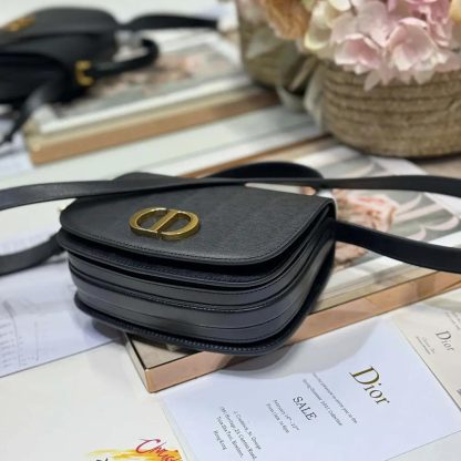 Dior Women Medium 30 Montaigne Avenue Top Handle Bag Black Ribbed Calfskin - 图片 7