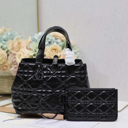 Dior Women Medium Dior Toujours Bag Black Macrocannage Crinkled Calfskin - 图片 2