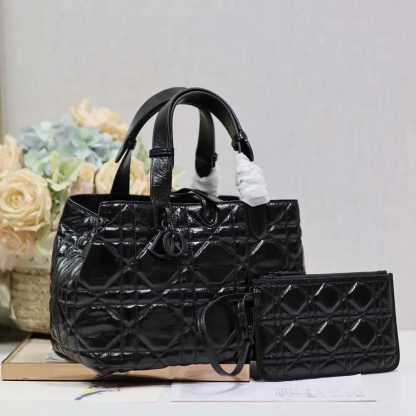 Dior Women Medium Dior Toujours Bag Black Macrocannage Crinkled Calfskin - 图片 4