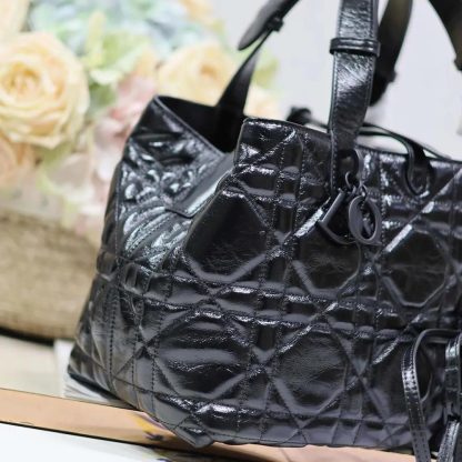 Dior Women Medium Dior Toujours Bag Black Macrocannage Crinkled Calfskin - 图片 6