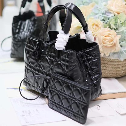Dior Women Medium Dior Toujours Bag Black Macrocannage Crinkled Calfskin - 图片 5