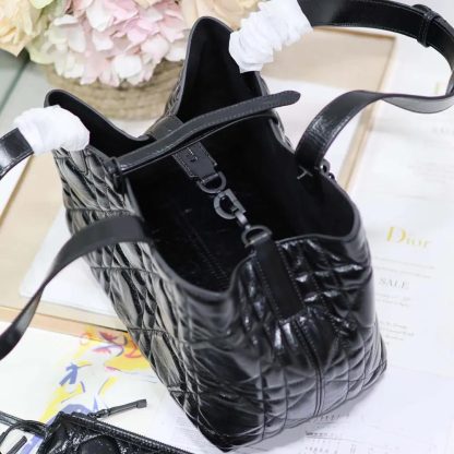 Dior Women Medium Dior Toujours Bag Black Macrocannage Crinkled Calfskin - 图片 8