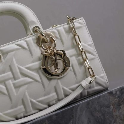 Dior Women Medium Lady D-Joy Bag Latte Graphic Cannage Calfskin - 图片 6