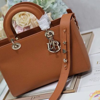 Dior Women Medium Lady D-Sire My ABCDior Bag Dark Brandy Taurillon Leather - 图片 7