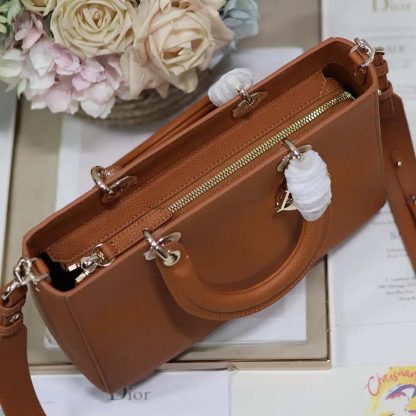 Dior Women Medium Lady D-Sire My ABCDior Bag Dark Brandy Taurillon Leather - 图片 6