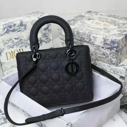 Dior Women Medium Lady Dior Bag Black Ultramatte Cannage Calfskin - 图片 2