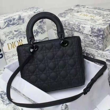 Dior Women Medium Lady Dior Bag Black Ultramatte Cannage Calfskin - 图片 3