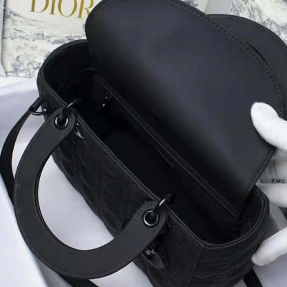 Dior Women Medium Lady Dior Bag Black Ultramatte Cannage Calfskin - 图片 7