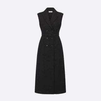 Dior Women Mid-Length Blazer Dress Black Virgin Wool and Cotton Bouclé