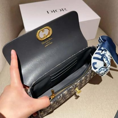 Dior Women Miss Caro Pouch with Chain Blue Dior Oblique Jacquard and Smooth Calfskin - 图片 10