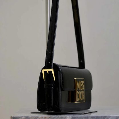 Dior Women Miss Dior Flap Bag Black Patent Calfskin - 图片 8