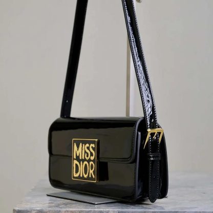 Dior Women Miss Dior Flap Bag Black Patent Calfskin - 图片 5