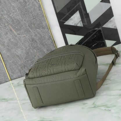 Dior Unisex Rider 2.0 Zipped Backpack Khaki Dior Gravity Leather and Khaki Grained Calfskin - 图片 6