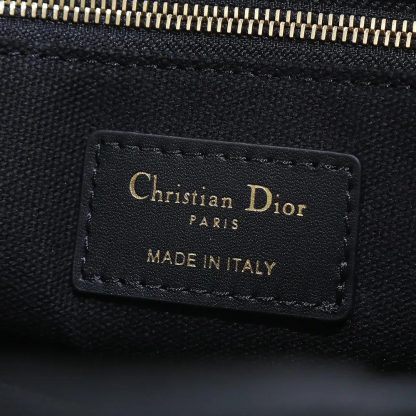 Dior Women Small Dior Book Tote Black and White Plan de Paris Embroidery with Black Calfskin - 图片 10