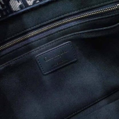 Dior Women Small Dior Book Tote Blue Dior Oblique Embroidery and Calfskin - 图片 8
