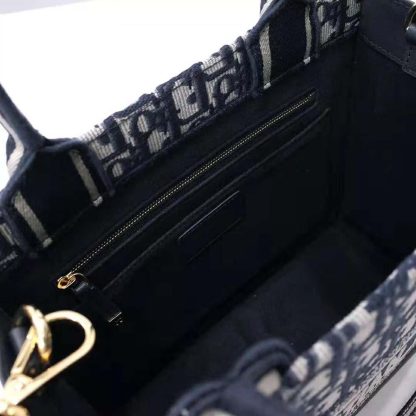 Dior Women Small Dior Book Tote Blue Dior Oblique Embroidery and Calfskin - 图片 6