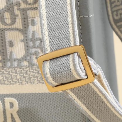 Dior Women Small Dior Book Tote Gray Dior Oblique Embroidery and Calfskin - 图片 9