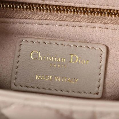 Dior Women Small Lady Dior Bag Two-Tone Trench Beige and Latte Cannage Lambskin - 图片 10