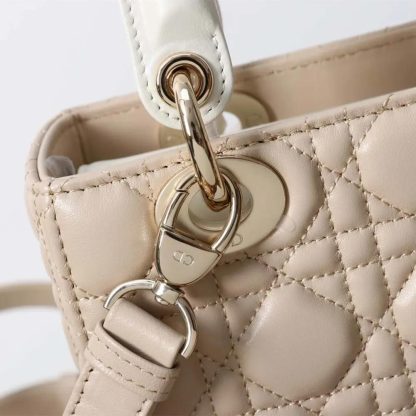 Dior Women Small Lady Dior Bag Two-Tone Trench Beige and Latte Cannage Lambskin - 图片 8