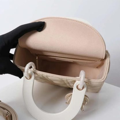 Dior Women Small Lady Dior Bag Two-Tone Trench Beige and Latte Cannage Lambskin - 图片 7