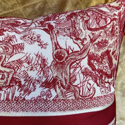 Dior Women Square Pillow Toile de Jouy Burgundy - 图片 4