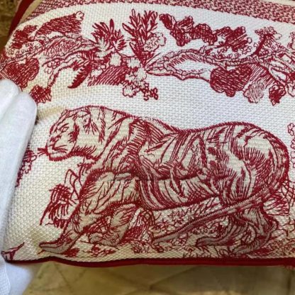 Dior Women Square Pillow Toile de Jouy Burgundy - 图片 5