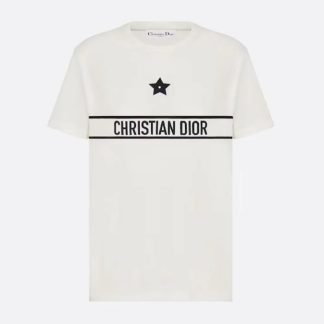 Dior Men T-Shirt White Cotton Jersey with Signature