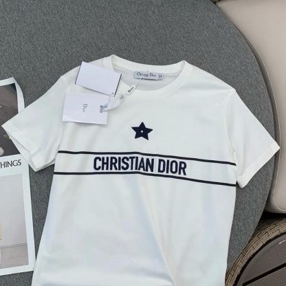 Dior Men T-Shirt White Cotton Jersey with Signature - 图片 4