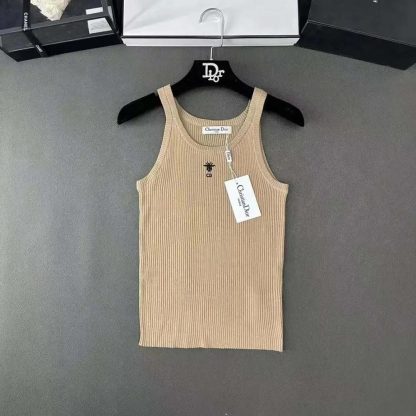 Dior Women Tank Top Sandy Ribbed Cotton Jersey 343T50B4086X0200 - 图片 2